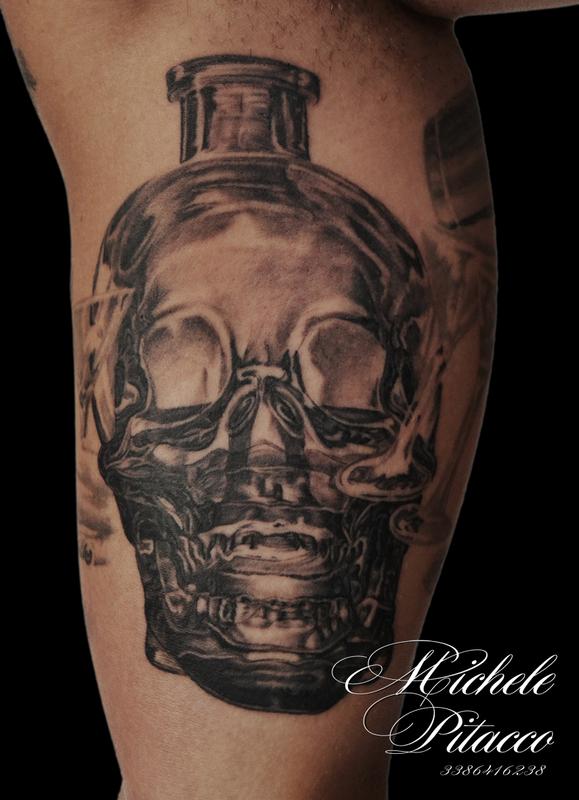 Wodka bottle skull by Michele Pitacco TattooNOW